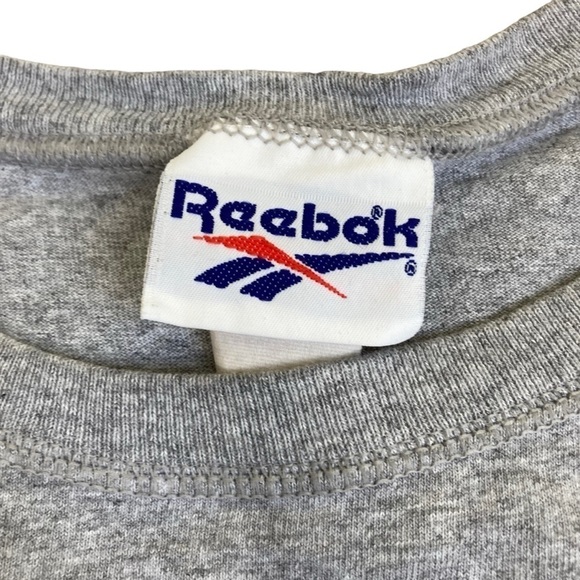 Vintage Y2K Reebok Gray Baby Tee Cropped Tshirt Boxy Fit Made In USA Size XL - Picture 9 of 14